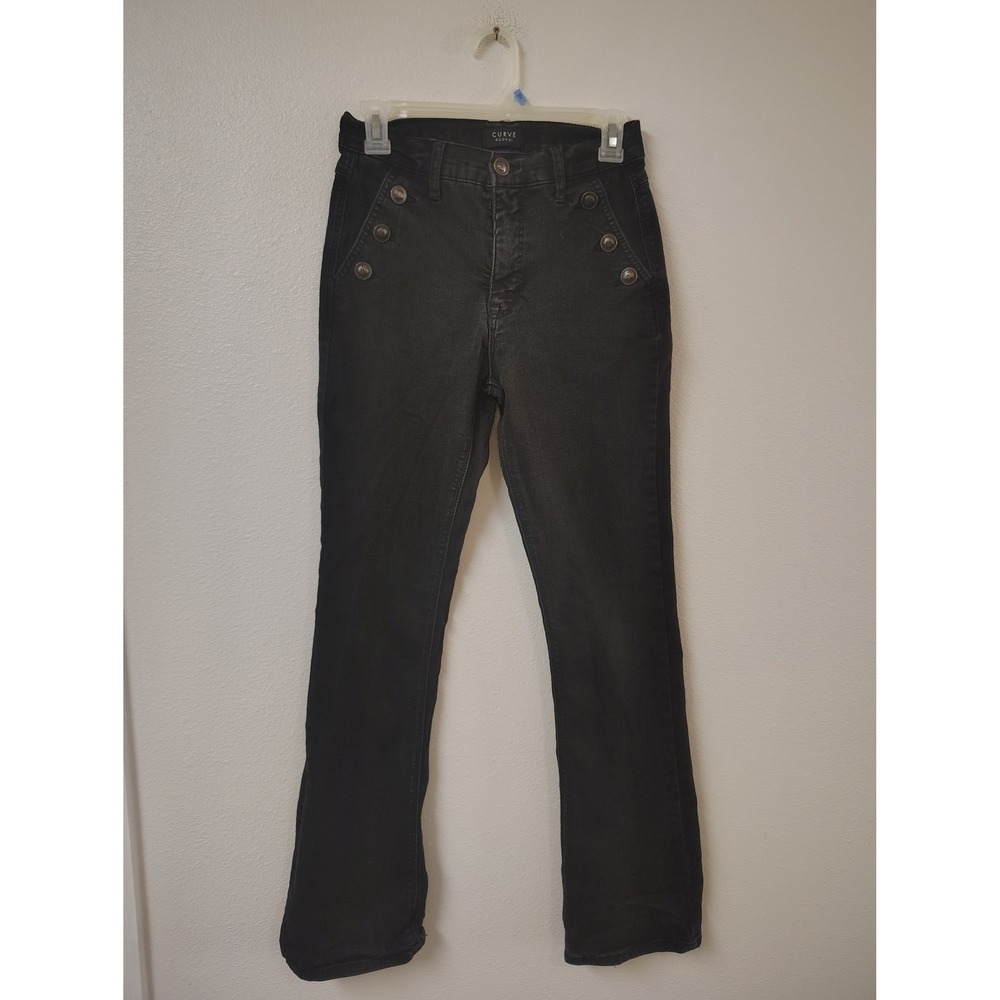 Curve Appeal  Black‎ Sailor Button High Rise Skinny Jeans Size 6/28